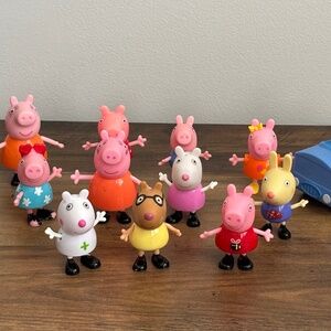 LOT 12 PEPPA PIG & Friends Toy Figures Rabbit Pony Sheep Mummy Little Buggy Play